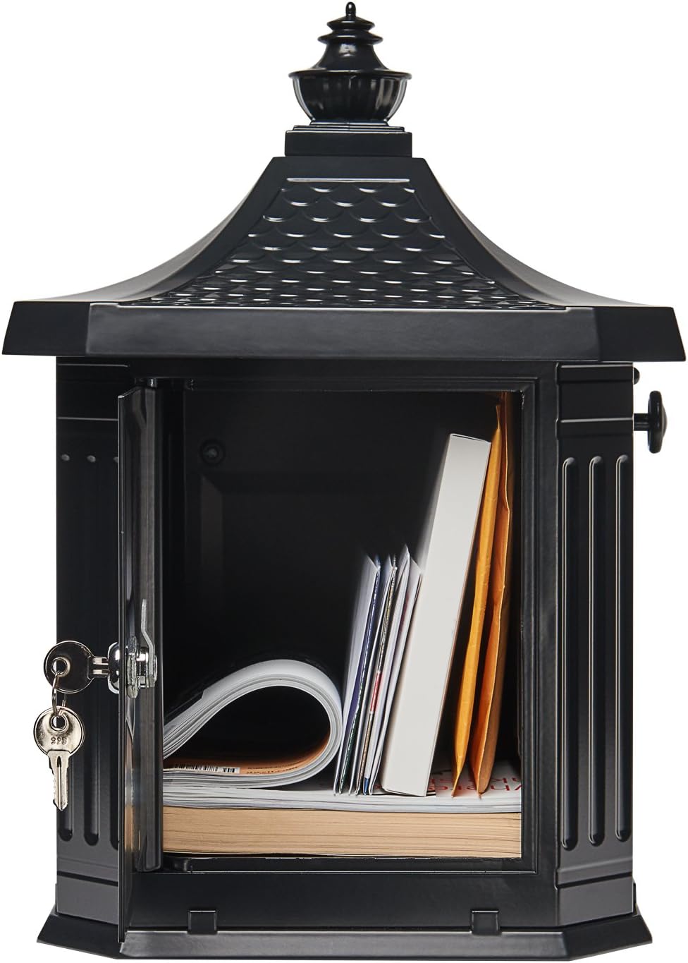 Gibraltar Mailboxes Hamilton Large Capacity Cast Aluminum Black, Post