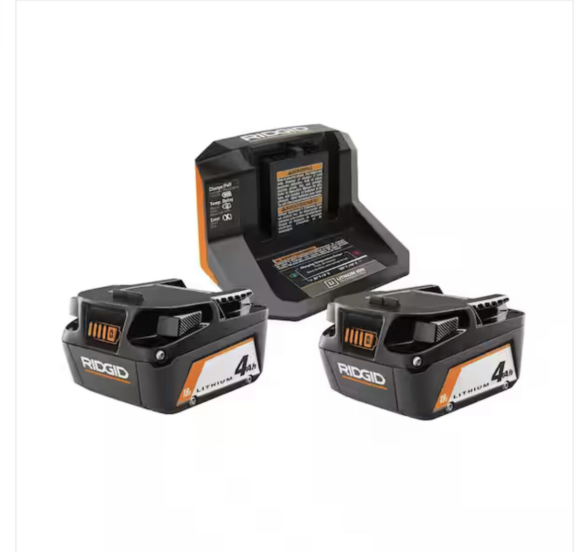 RIDGID 18V LithiumIon (1) 4.0 Ah Battery, (1) 4.0 Ah Battery, and 18V