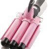 Alure Three Barrel Curling Iron Wand Hair Waver with LCD Temperature Display - 1 Inch Ceramic Tourmaline Triple Barrels, Dual Voltage Crimp