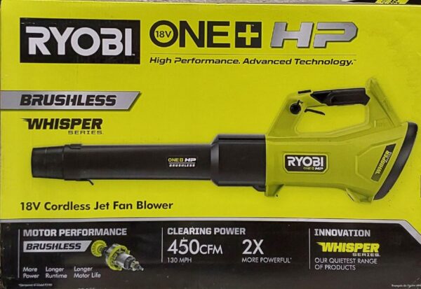 ONE+ HP 18V Brushless Whisper Series 130 MPH 450 CFM Cordless Battery Leaf Blower with 4.0 Ah Battery and Charger