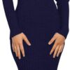 MEROKEETY Ribbed Long Sleeve Sweater Dress High Neck Slim Fit Knitted Midi Dress- SIZE MEDIUM