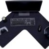 Con-Tact Brand XL Gaming Mouse Pad | Corner Desk Stitched Edges Extended Mousepad | Non-Slip Water Resistant Keyboard Mat | Deskpad for Gamer, Home & Office 36.22\" x 15.74in | L Shape (Black)