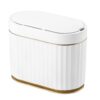 ELPHECO Mini Desktop Trash Bin Small Trash Can with Lid, 5 litres Desktop Motion Sensor Trash Can, 1.3 Gallon Waterproof Countertop Trash Can, Small Plastic Trash Can for Desk, Bedroom, Golden