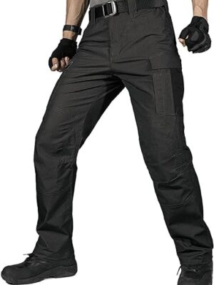 FREE SOLDIER Men's Water Resistant Pants Relaxed Fit Tactical Cargo Work Pants with Multi Pocket SIZE 34 BLACK NWT