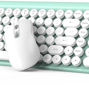 RaceGT Wireless Typewriter Keyboard and Mouse - Wireless Keyboard with Silent Mouse, Cute Retro Keyboard Mouse Combo, 2.4G Cordless USB Computer Keyboard Mouse Set for Windows Laptop/Desktop/PC