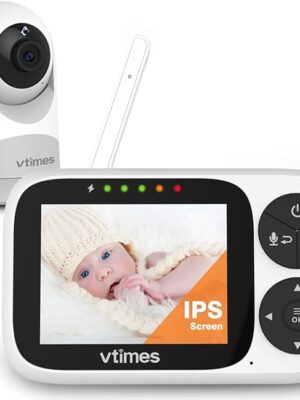 VTIMES Baby Monitor with Camera and Audio, 3.2" IPS Screen Video Baby Monitor No WiFi Night Vision, Portable Baby Camera VOX Mode Pan-Tilt-Zoom Alarm and 1000ft Range, Ideal for Baby/Elderly/Pet