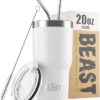 Beast 20 oz Tumbler Stainless Steel Vacuum Insulated Coffee Ice Cup Double Wall Travel Flask (Arctic White)