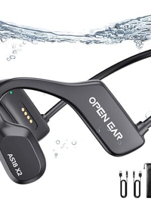 Bone Conduction Headphones, IP68 Professional Waterproof Headphones Swimming Built-in MP3 16G Player, Bluetooth 5.3 Headphones, Comfort&Lightweight Open Ear Headphones for Workout, Running,Cycling
