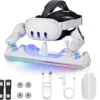 Charging Dock for Meta Quest 3 - Fast Charging Station for Quest 3 and Controllers with Indicator Light - Magnetic Charging Stand Accessories - 2 Rechargeable Batteries - 30W Adapter Charger with RGB