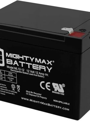 MIGHTY MAX BATTERY ML12-12F2 - 12 Volt 12 AH, F2 Terminal, Rechargeable SLA AGM Battery ( WIRING HARNESS INCLUDED)