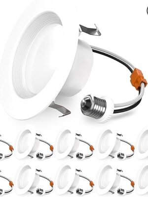Sunco Lighting 10 Pack Retrofit LED Recessed Lighting 4 Inch, 6000K Daylight Deluxe, Dimmable Can Lights, Baffle Trim, 11W=60W, 660 LM, Damp Rated - ETL