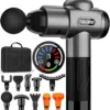 TOLOCO Massage Gun, Deep Tissue Back Massager for Athletes with 10 Massage Heads, Electric Muscle Percussion Massager for Any Pain Relief, FSA and HSA Eligible, Grey