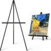 Art Easel Wooden Stand - 63" Portable Tripod Display Artist Easel - Adjustable Floor Wood Poster Stand for Wedding, Painting, Drawing, Display Show, Black