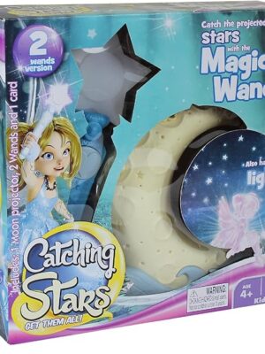 Fotorama Kids Catching Stars Deluxe Game with Two Magic Fairy Wands and Moonlight Star Projector, Perfect Slumber Party Game, Switch to Night Lamp Mode Before Falling Asleep, for Ages 5 and Up