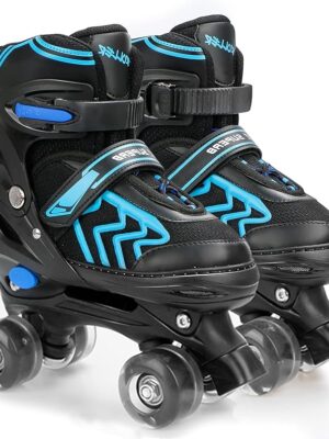Kids Roller Skates for Boys Adjustable Roller Skates for Men Women Girls with 8 Wheels Lighting for Indoor Outdoor Quad Skates