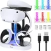 GORIXER Vertical Charging Stand Dock Support for PSVR2 Headset Display Accessories for PlayStation VR2 with 4 Type-C Magnetic Adapters for Sense Controller
