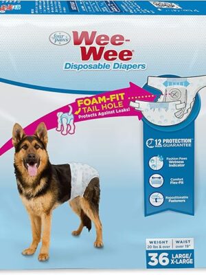 Four Paws Wee-Wee Super Absorbent Disposable Dog Diapers, Large/X-LARGE (36 Count)