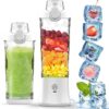 Portable Blender，BLACK 270W Powerful Blender for Shakes and Smoothies，Personal Size Blender 6 Blades,20 Oz Mini Blender Cup with Travel Lid and USB Rechargeable for Office,Gym,Kitchen（White）