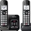 Panasonic Cordless Phone with Answering Machine, Advanced Call Block, Bilingual Caller ID and Easy to Read High-Contrast Display, Expandable System with 2 Handsets - KX-TGD832M (Metallic Black)