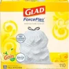 (CASE OF 3) Glad Trash Bags ForceFlex Tall Kitchen Drawstring Garbage Bags, 13 Gal, Gain- 110 Ct.
