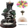 SOLEJAZZ Backflow Incense Burner Waterfall/Mountain Tower Incense Holders, with 120 Backflow Incense Cones, 30 Incense Sticks, Home Decor Aromatcherapy Ornamen