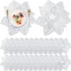 Jinei 24 Pack Christmas Poinsettia Place Mats Round Bauhinia Table Mat Metallic Vinyl Plastic Flower Place Mat Washable Decoration for Holiday Tabletop Doilies Centerpieces Wedding Party (Silver)