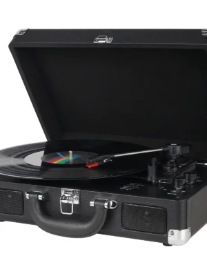 DIGITNOW Bluetooth Record Player 3 Speeds Turntable with Built-in Stereo Speakers, Suitcase Design - Black