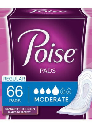 (QTY OF 2) Poise Moderate, Regular Postpartum Incontinence Pads, 66 Count