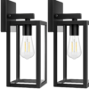 2-Pack Outdoor Light Fixtures Wall Mount, Waterproof Exterior Wall Lanterns with Clear Glass, Anti-Rust Outside Black Wall Sconces, Front Porch Lights for House Garage Doorway, Bulbs Not Included