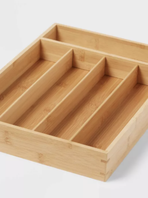 (QTY OF 2) Bamboo 5 Compartment Flatware Drawer Organizer Brown - Brightroom