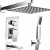 ELLO&ALLO 2-Handle 2-Spray Tub and Shower Faucet Handheld Shower Combo with 10 in. Rain Shower Head in Chrome