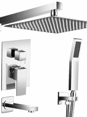ELLO&ALLO 2-Handle 2-Spray Tub and Shower Faucet Handheld Shower Combo with 10 in. Rain Shower Head in Chrome