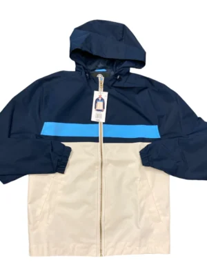 WP Weatherproof Men's Full Zip Lightweight Hooded Rain Jacket (Blue Colorblock,  SIZE LARGE- NWT)