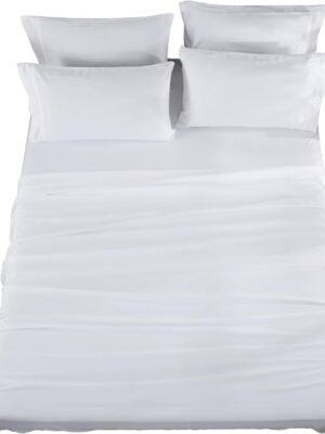 SONORO KATE Bed Sheet Set Super Soft Microfiber 1800 Thread Count Luxury Egyptian Sheets 18-Inch Deep Pocket，Wrinkle and Hypoallergenic-6 Piece (White, King-6 Piece)