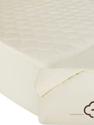 Bioweaves 100% Organic Cotton Mattress Pad Cover, GOTS Certified Cooling Quilted Fitted Mattress Topper & Protector with Soft Cotton Wadding - FULL SIZE