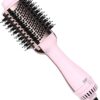 Hair Dryer Brush, 4 in 1 Styling Tools Blow Dryer with Ceramic Oval Barrel, Hot Air Brush Hair Straightener Brush for All Hair Types, Pink, Ionic Technology, 1200W, 3 Heat Settings