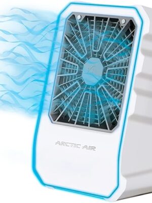 Arctic Air Outdoor Evaporative Cooler, Portable & Ultra-Quiet Air Cooler with 4 Fan Speeds, USB Rechargeable, 6-Hour Battery Life, Great for the Beach, Pool, Deck, Garden & More,White