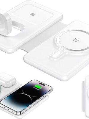 Wireless Charger for iPhone - 3 in 1 Charging Station for Apple Devices, Travel Magnetic Charger pad for iPhone 15 14 13 12 pro max & AirPods 3/2/Pro & Apple Watch