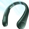 JISULIFE Portable Neck Fan, Hands Free Bladeless Fan, 4000 mAh Battery Operated Wearable Personal Fan, Leafless, Rechargeable, Headphone Design,5 Speeds Gifts for Women Men-Dark Green