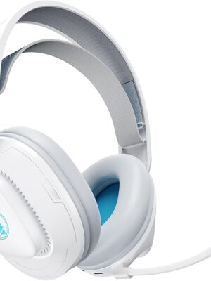 PH-3 Wireless Gaming Headphones (Over Ear, White Pro) with Detachable Microphone, 50Hrs Battery, 2.4G USB Dongle, Bluetooth 5.4 for PS5 PS4 Switch PC Mac Mobile