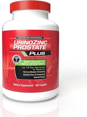 Urinozinc Plus - Prostate Supplement with Beta Sitosterol & Saw Palmetto – Reduce Frequent Urination Concerns & Support your Prostate Health, 180 Caplets (BB 10/2024)