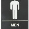 Thunder Group PLIS6952BK Information Symbol Sign, 6" x 9", Men, with Braille, self Adhesive Backing, White Lettering on Black Background, Pack of 6
