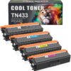 Cool Toner Compatible TN433 Toner Cartridge Replacement for Brother TN433 TN-433 MFC-L8900Cdw for Brother HL-L8360Cdw HL-L8260Cdw MFC-L8610Cdw HL-L8360Cdwt Printer (Black Cyan Magenta Yellow, 4 Pack)