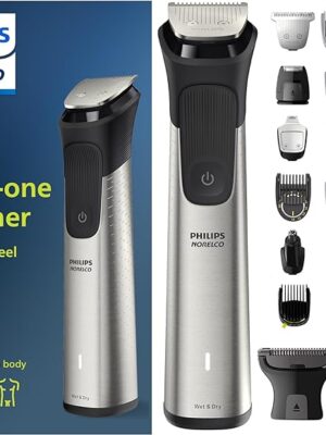 Philips Norelco Multigroom Series 9000 - Grooming Kit for beard, body, face, nose, ear hair trimmer w/ premium storage case, MG9510/60