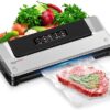 Bonsenkitchen Vacuum Sealer Machine, Fast-Compact Food Sealer, Multi-Functional Food Vacuum Sealer with 5 Vacuum Bags & Accessory Hose, Globefish Technology for High-Speed Continuous Working, Silver