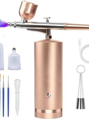 Airbrush Kit with Compressor - 48PSI Rechargeable Cordless Non-Clogging High-Pressure Air Brush Set with 0.3mm Nozzle and Cleaning Brush Set for Nail Art, Makeup, Painting, Cake Decor