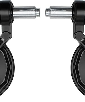 FENRIR Motorcycle Handlebar Bar End Mirror CNC Aluminum Black Round Cafe Racer foldable Anti-vibration Anti-glare Large field of view universal 7/8\" 22MM For Sport Naked Street Bike Cruiser Scooter