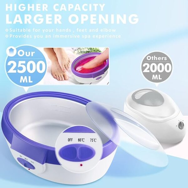 Ejiubas Paraffin Wax Machine - Quick Heating Paraffin Wax Warmer Moisturizing Kit with 2.2 lb Paraffin Wax 2 Thermal Mitts Botties 200 Gloves Liners for Hand and Feet Praffin Bath Blue 2500ml - Image 2