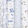 aden + anais Swaddle Blanket, 100% Organic Cotton Muslin Blankets for Girls & Boys, Baby Receiving Swaddles, Ideal Newborn & Infant Swaddling Set, 4 Pack, Outdoors