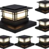 Dynaming 6 Pack Solar Post Lights Outdoor, Solar Powered Fence Post Cap Lights, High Brightness Warm White SMD LED Lighting Decor for Garden Deck Patio, Fit 4x4, 5x5 or 6x6 Vinyl/Wooden Posts